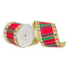 Vickerman Multicolor Traditional Plaid with Jeweled Gold Applique Center and Gold Backing Ribbon - view 1 of 2