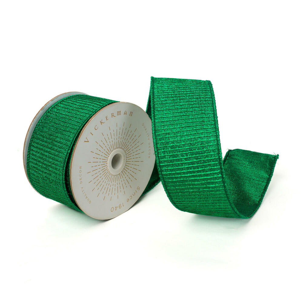 4"x10yd Emerald Metallic Pleated Strip