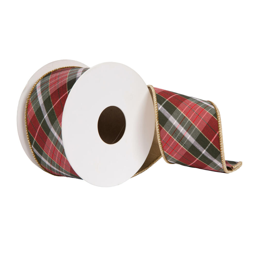 Vickerman Gray Bias Perth Plaid Gold Fused Ribbon