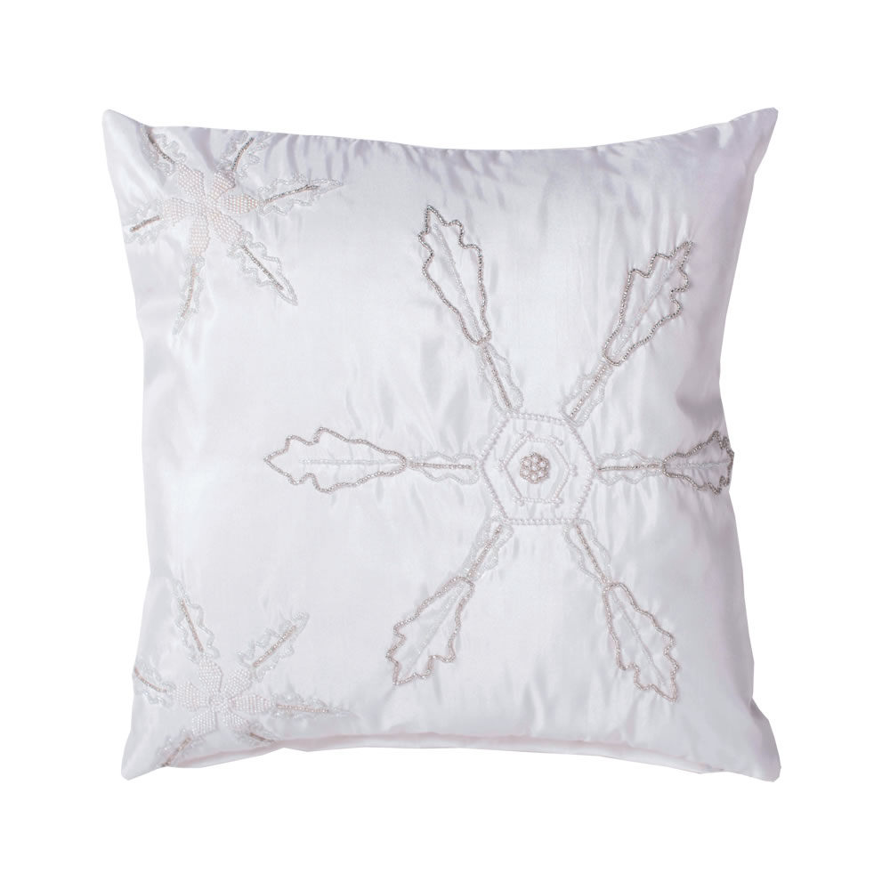18"x18" Beaded Snowflakes Pillow