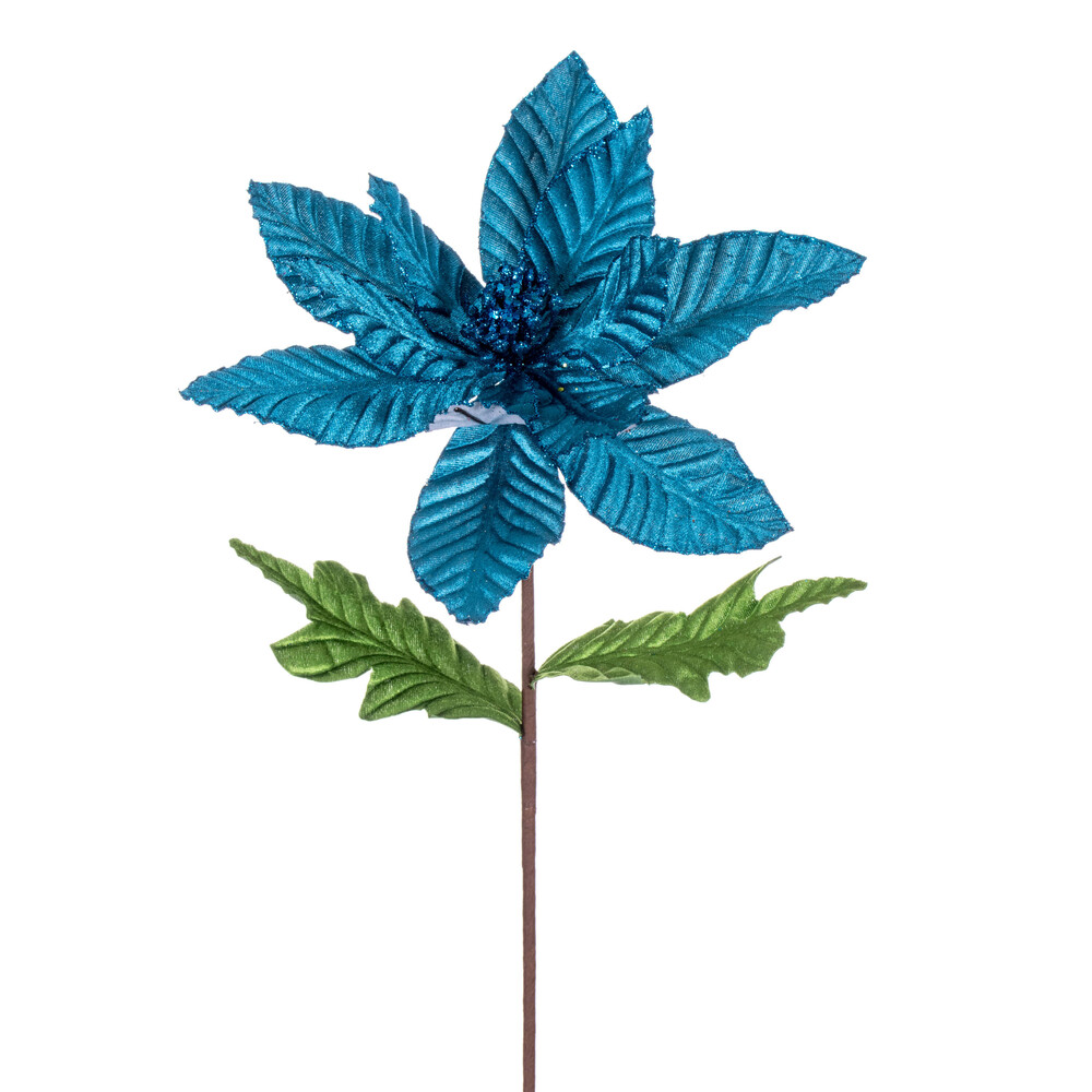 Vickerman 22" Velvet Glitter Trim Poinsettia