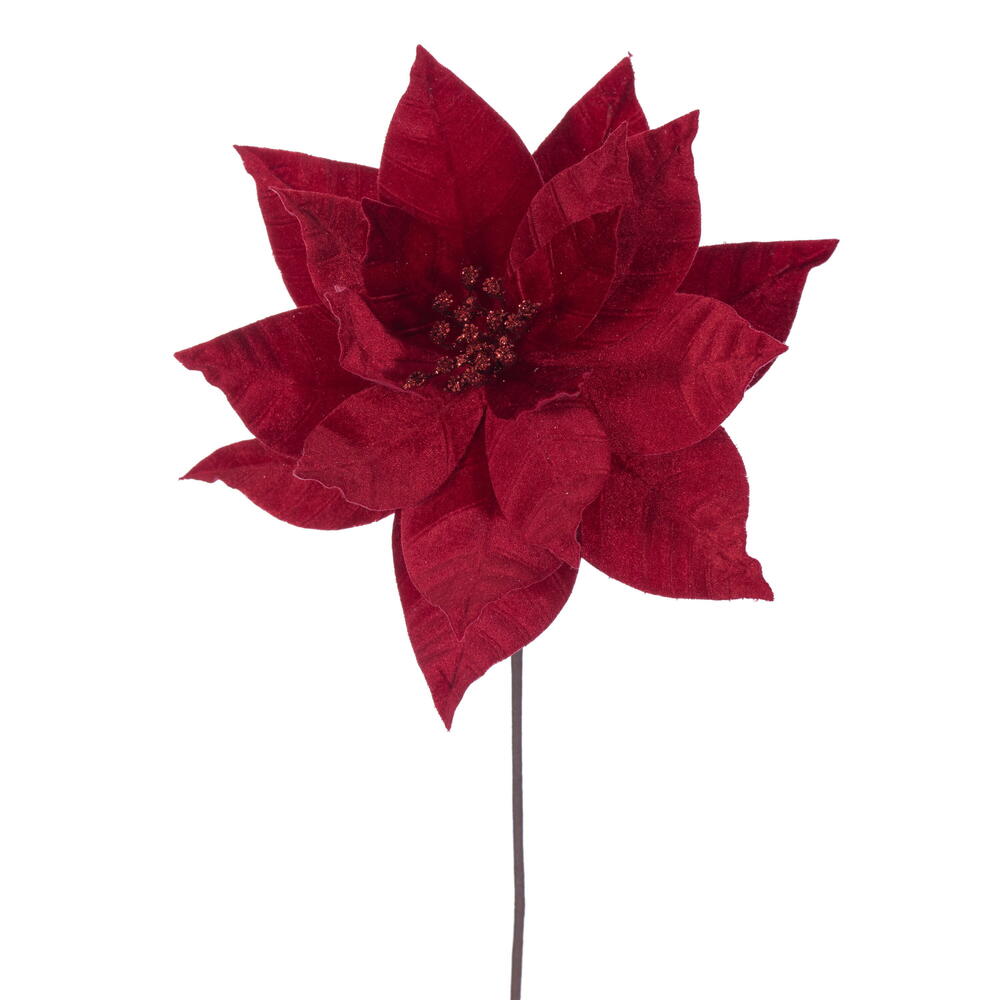 Vickerman 21.5" Velvet Poinsettia Stem 6 per Bag