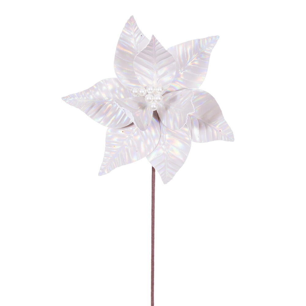 Vickerman 10" x 20" Iridescent Poinsettia Stem