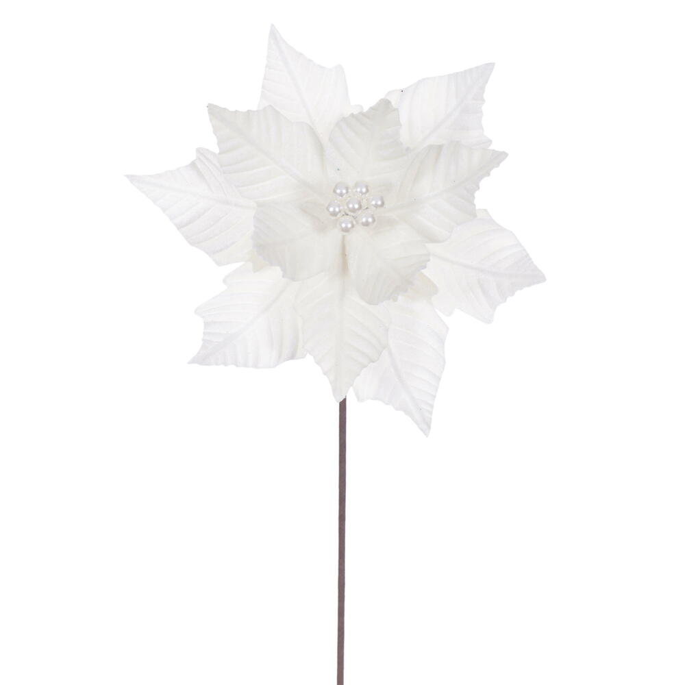 Vickerman 12" x 20" Velvet Razor Poinsettia Stem