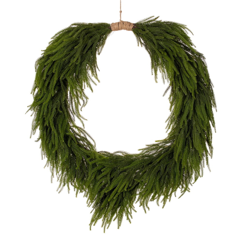 Green Norfolk Pine Heart Wreath Jute
