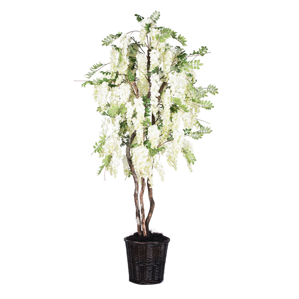 Vickerman Artificial White Wisteria Tree