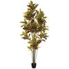 Vickerman Potted Artificial Green and Orange Croton Tree - view 1 of 6