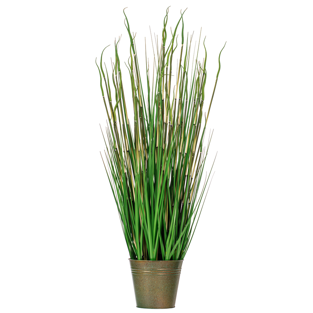 Vickerman Artificial Potted Artificial Grass in Iron Pot