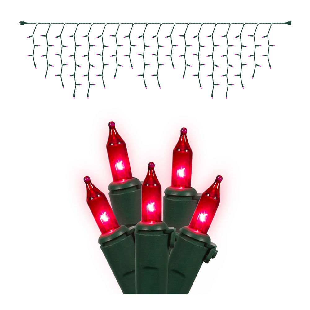 Vickerman Christmas Mini Light Icicle Set with Green Wire