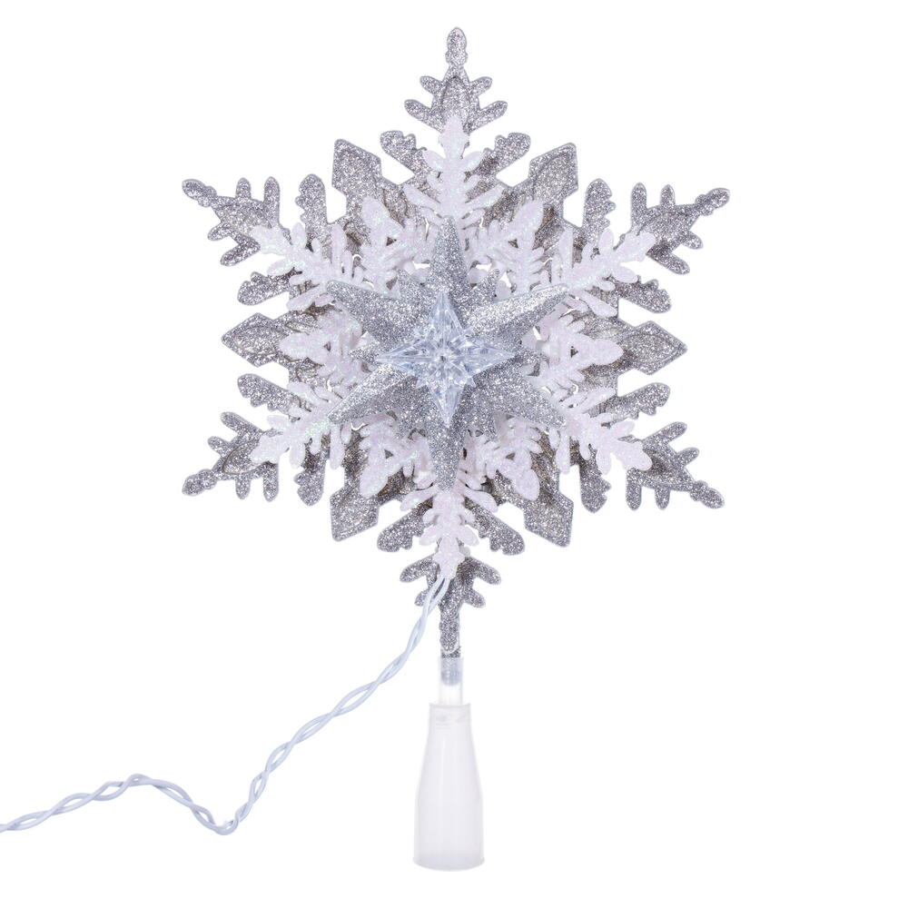 Vickerman Silver-White Snowflake Tree Topper