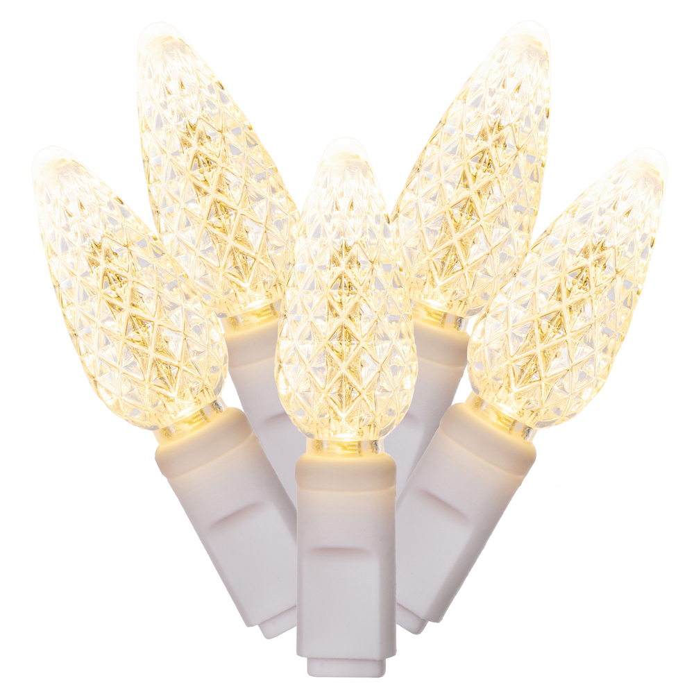 Vickerman C6 LED White Wire Single Mold Christmas Light Set Poly Bag