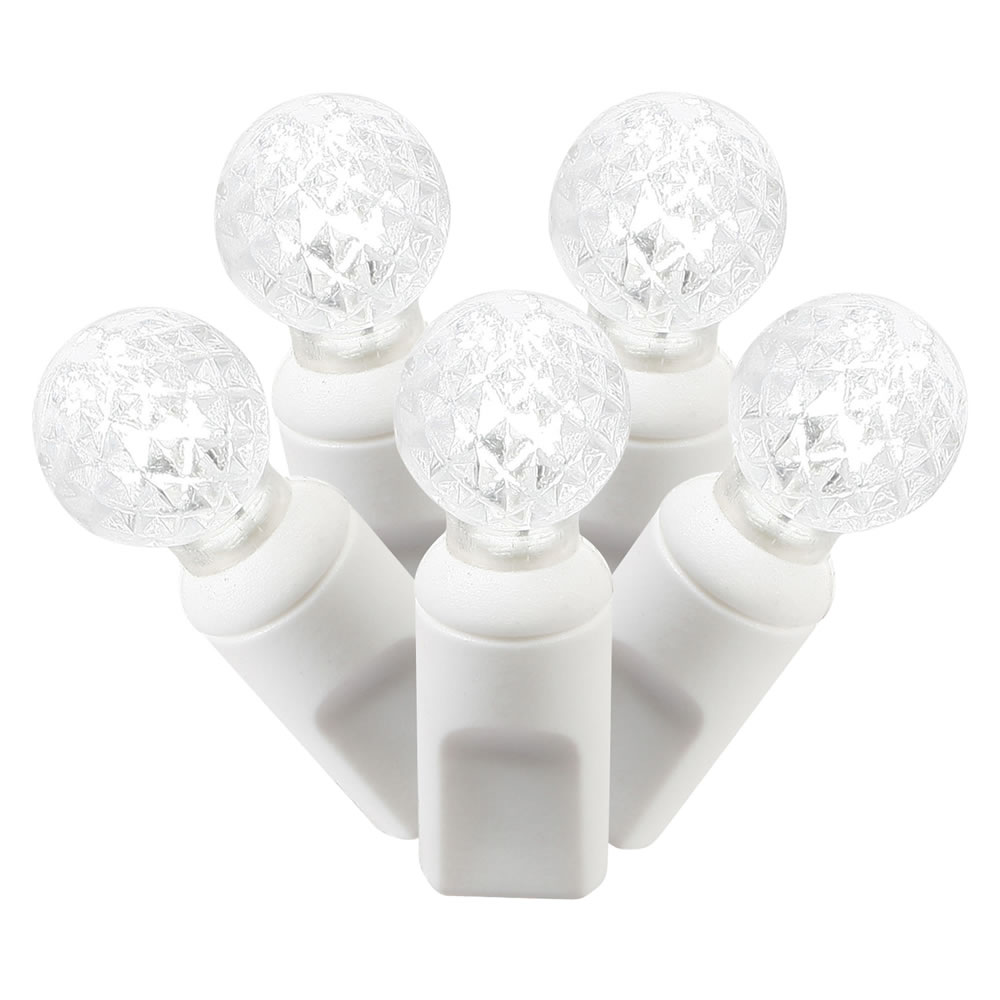 Vickerman Single Mold G12 Berry White Wire LED Christmas Light Set, Poly Bag