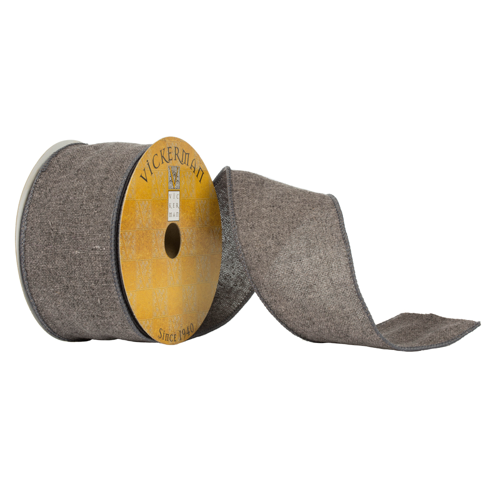 2.5"x10yd Gray Denim Woven Dupion